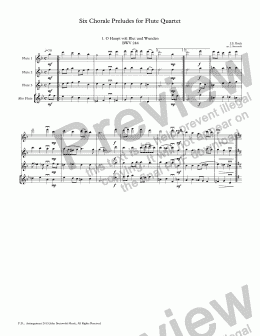 page one of Six Chorale Preludes for Flute Quartet