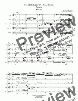 page one of Beethoven: Septet in E-flat for Woodwind Quintet Opus 20 Mvmt 1