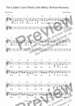 page one of The Lullaby Carol (Hush Little Baby): Refrain Harmony