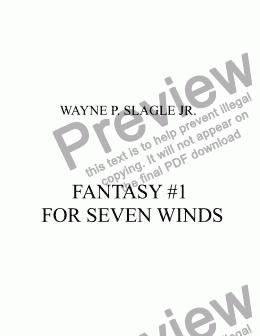 page one of FANTASY #1  FOR SEVEN WINDS