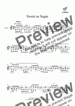 page one of Sweet as Sugar for solo guitar