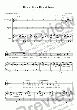 page one of "King of Glory, King of Peace" for SATB choir & piano