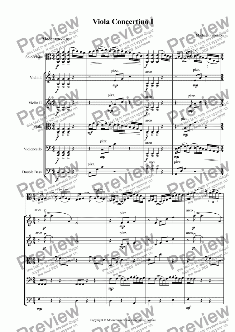 page one of Viola Concertino I