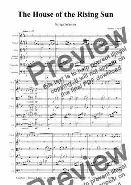 page one of The House of the Rising Sun - String Orchestra