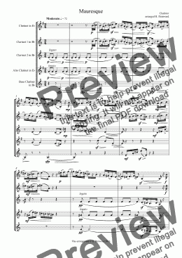 page one of Chabrier - Mauresque for advanced clarinet quintet (Eb, 2Bb, Alto & Bass)