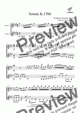 page one of Sonata K.15bb for guitar duet