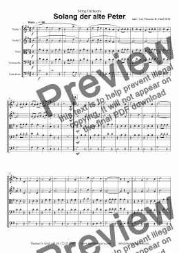 page one of Solang der alte Peter - String Orchestra