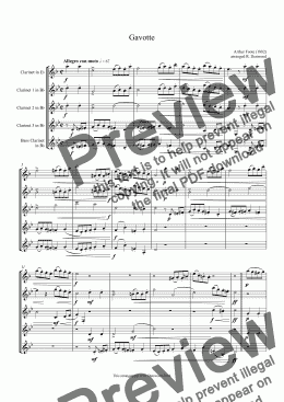 page one of Foote - Gavotte (1882) for Clarinet Quintet (Eb,3 Bb, Bass)