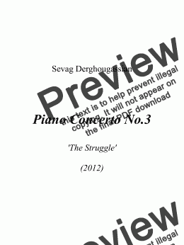 page one of Piano Concerto No. 3, Opus 13 - (Concert Fantasy) "THE STRUGGLE"