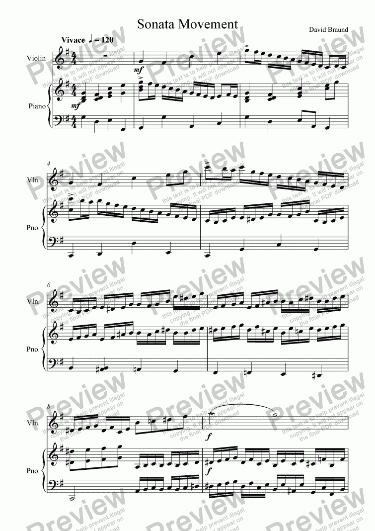 page one of Sonata Movement