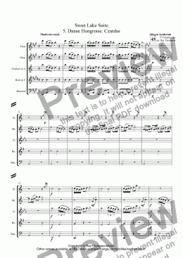 page one of Tchaikovsky: Swan Lake Suite No.5. Danse Hongroise. Czardas