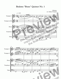 page one of Brahms "Brass" Quintet No. 1
