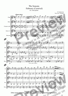 page one of Tchaikovsky: The Seasons Op.37a No.2 February (Carnival): arr. wind quintet