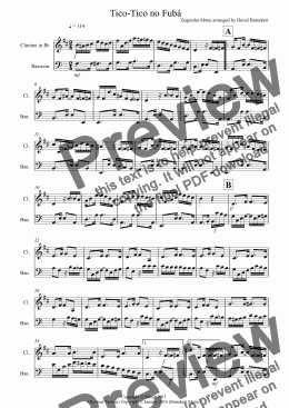 page one of Tico Tico for Clarinet and Bassoon Duet