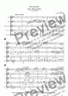 page one of Tchaikovsky: The Seasons Op.37a: No.6. June (Barcarolle) arr. wind quintet