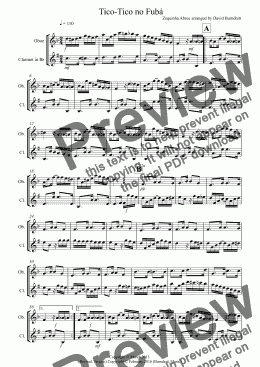 page one of Tico Tico for Oboe and Clarinet Duet