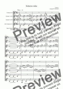 page one of Chabrier - Scherzo-valse for advanced Clarinet Quintet (Eb, 2Bb, Alto & Bass)