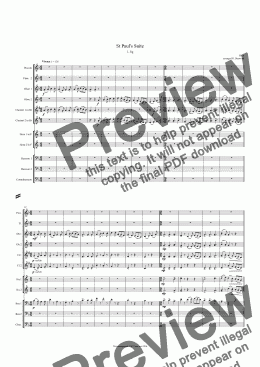 page one of Holst - St Paul’s Suite for Large wind ensemble (Double wind quintet+contra).