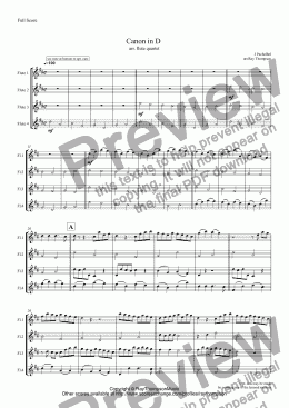 page one of Pachelbel: Canon in D arr. flute quartet