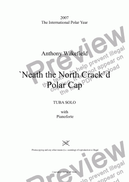 page one of N'eath the North Crack'd Polar Cap               TUBA SOLO  with  Pianoforte