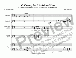 page one of O Come, Let Us Adore Him (A Choral and Handbell Fanfare for "O Come All Ye Faithful") (conductor's score)