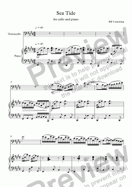 page one of "Sea Tide" for cello & piano
