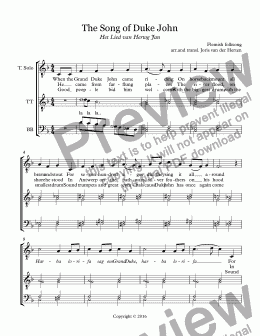 page one of The Song of Duke John [Flemish folksong] (choir TTBB)