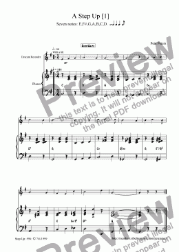 page one of A Step Up [No 1 Quick Waltz] beginner recorder