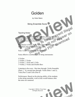page one of  Golden (beginning to intermediate string orchestra / ensemble - flexible instrumentation)