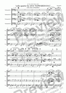 page one of ’cello quartet for 2016 "EDWARDIANA"
