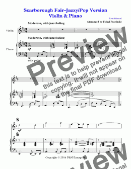 page one of Scarborough Fair-Jazzy/Pop Version Violin & Piano