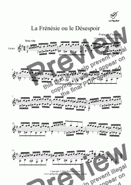 page one of La Frénésie ou le Désespoir for solo guitar