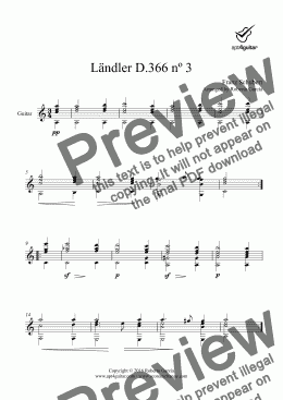 page one of Ländler D.366 nº 3 for solo guitar