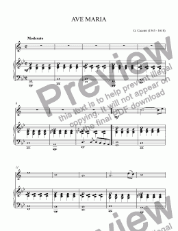 page one of Caccini - AVE MARIA  for trumpet Bb & piano