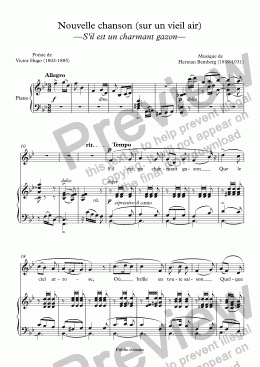 page one of Nouvelle chanson (sur un vieil air) (Herman Bemberg / Victor Hugo)