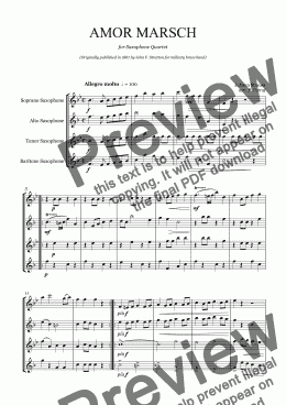 page one of J. Strauss - AMOR MARSCH - for saxophone quartet
