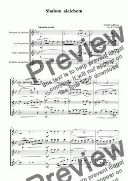 page one of SHALOM ALEICHEM - for saxophone quartet
