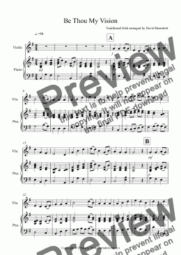 page one of Be Thou My Vision for Violin and Piano