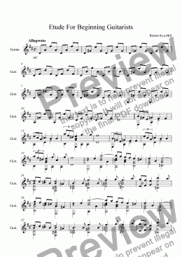 page one of Etude For  Beginning Guitarists