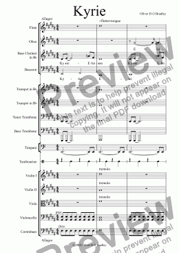 page one of Requiem (unfinished), I Kyrie