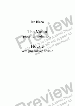 page one of THE VIOLIN (Housle) - piece for violin solo