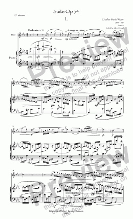 page one of Widor Suite Op 34 for flute & piano
