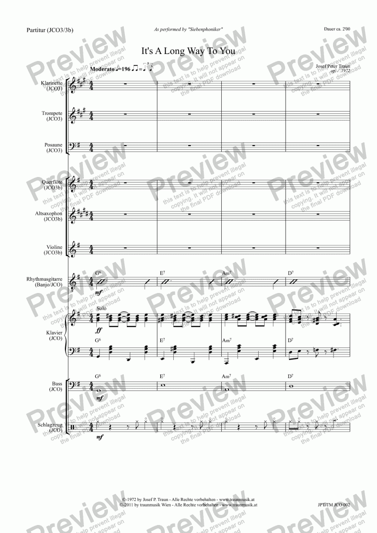 page one of It’s A Long Way To You (JCO/Score & Parts)