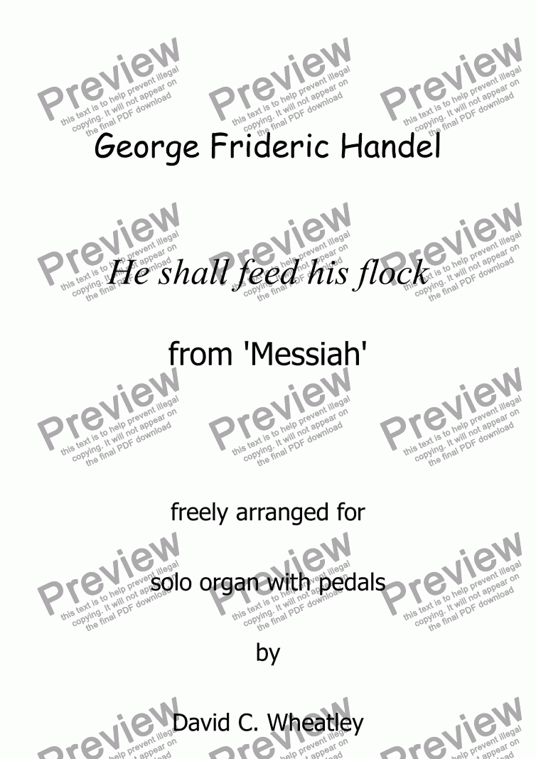 page one of Handel - He shall feed his flock (from Messiah) for solo organ