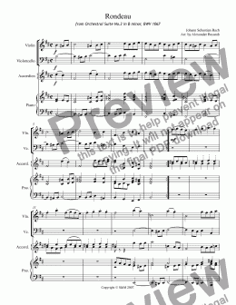 page one of Bach - Rondeau from Orchestral Suite No.2 in B minor