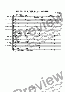 page one of Handel: For unto us a child is born (Messiah)(Der Messias) arr. clarinet choir