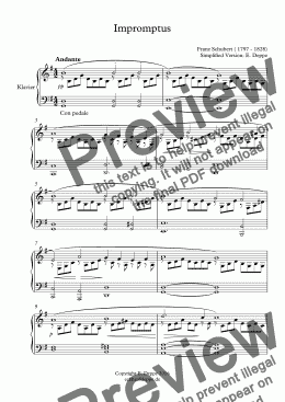 page one of Schubert Impromptus simplified