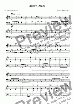 page one of Chr. W. Gluck - Happy Dance arr. for Flute, Cello & Piano