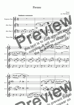 page one of Pavane - Sax Quartet (SAAT)