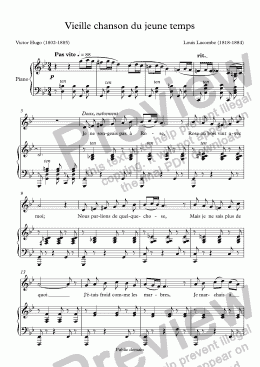 page one of Vieille chanson du jeune temps (Louis Lacombe / Victor Hugo)